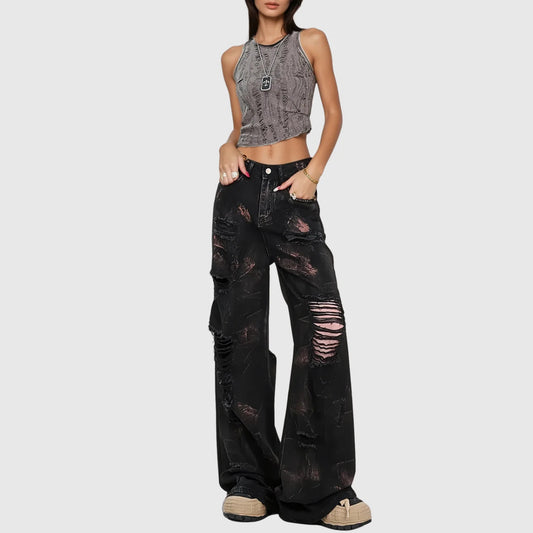 Dames jeans baggy décontractées avec des détails destroyés tendance Chic und Stil