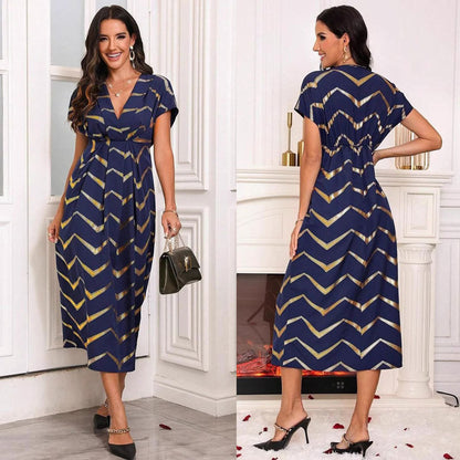 Robe midi portefeuille à imprimé chevron Chic und Stil