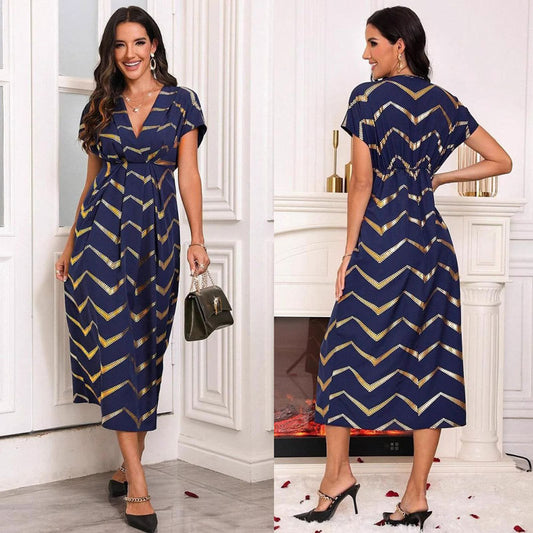 Robe midi portefeuille à imprimé chevron Chic und Stil