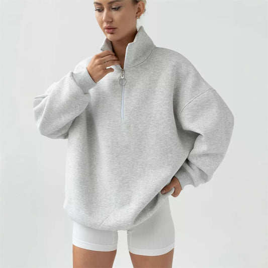 Pull en tricot décontracté pour femme avec col fendu et fermeture éclair Chic und Stil