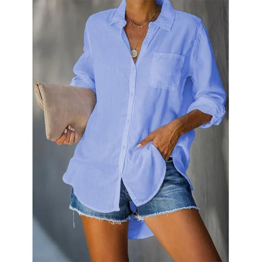 Chemise décontractée pour femmes avec poche poitrine et manches longues Chic und Stil