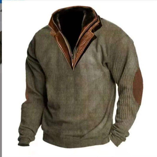 Pull en tricot pour hommes avec détails en cuir et col haut Chic und Stil