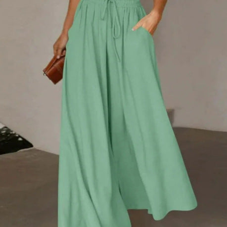 Pantalons Palazzo larges pour femmes avec taille élastique et poches latérales pratiques Chic & Stil