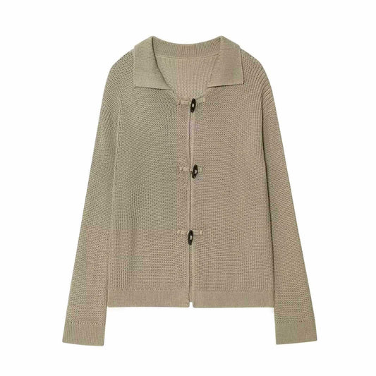 Dames élégant cardigan avec col quart et détails de boutons Chic und Stil