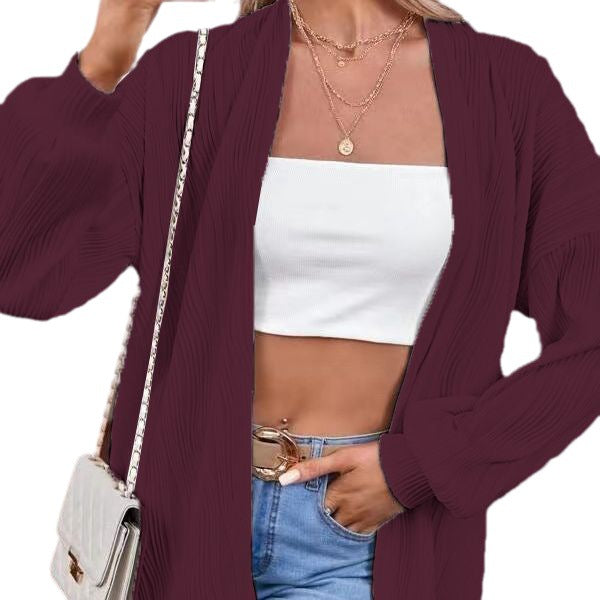 Dames cardigan décontracté en matière texturée avec des manches amples Chic und Stil