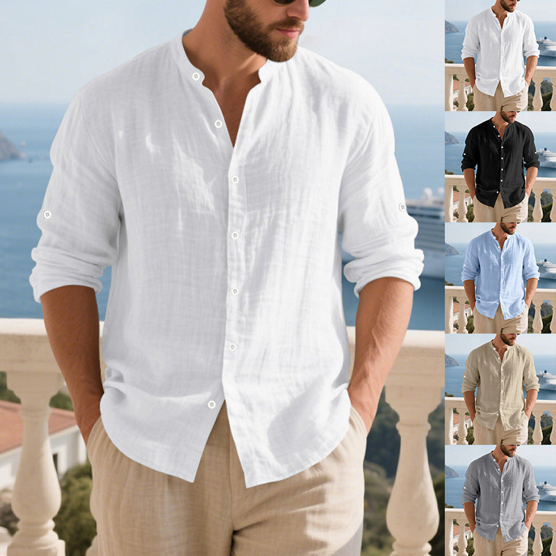 Chemise décontractée à manches longues pour hommes avec des détails de boutons modernes et une surface texturée Chic und Stil