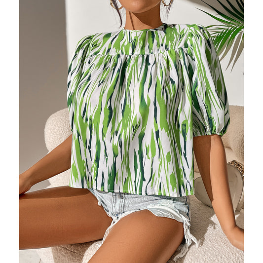 Tunique pour femmes avec manches bouffantes et motif rayé moderne Chic und Stil