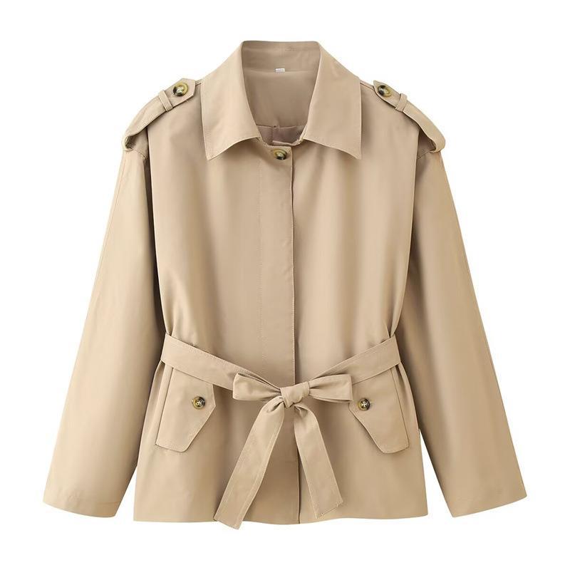 Dames élégante trench-coat avec ceinture réglable et détails de boutons à la mode Chic und Stil