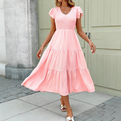 Robe midi à volants fluide Chic und Stil pour femmes