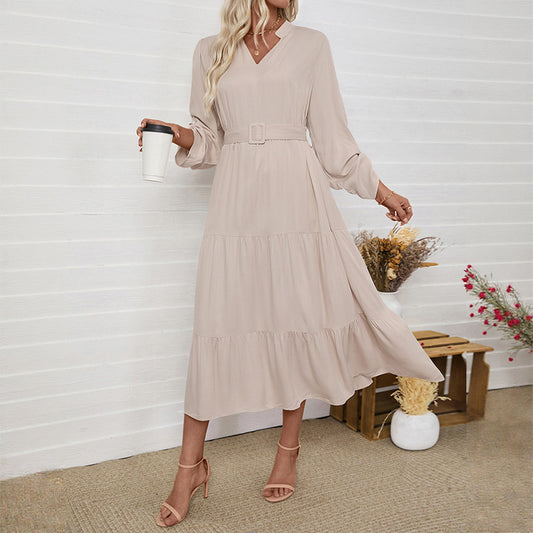 Robe maxi femme avec volants flottants et ceinture cintrée Chic und Stil