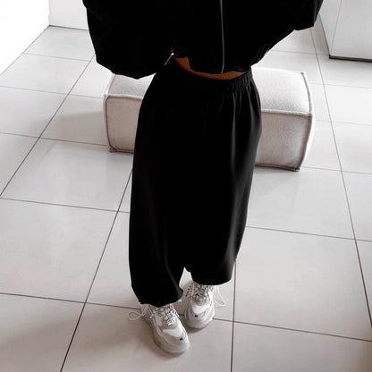 Dames cropped Fleece-Hoodie avec zip et poignets confortables Chic und Stil