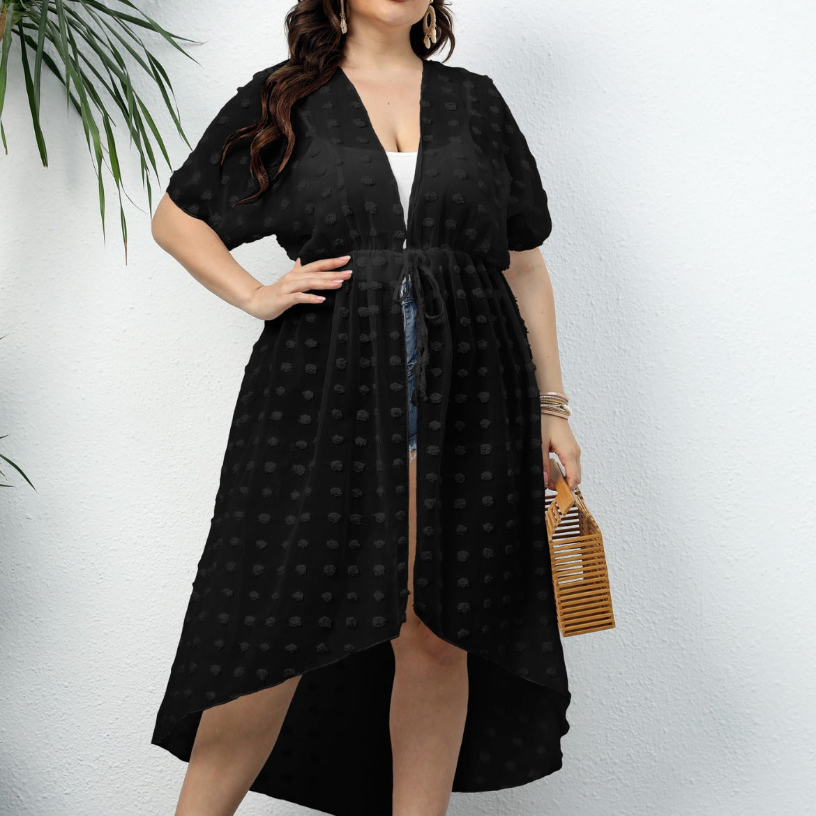 Dames Élégant Transparent Duster Survêtement Chic und Stil