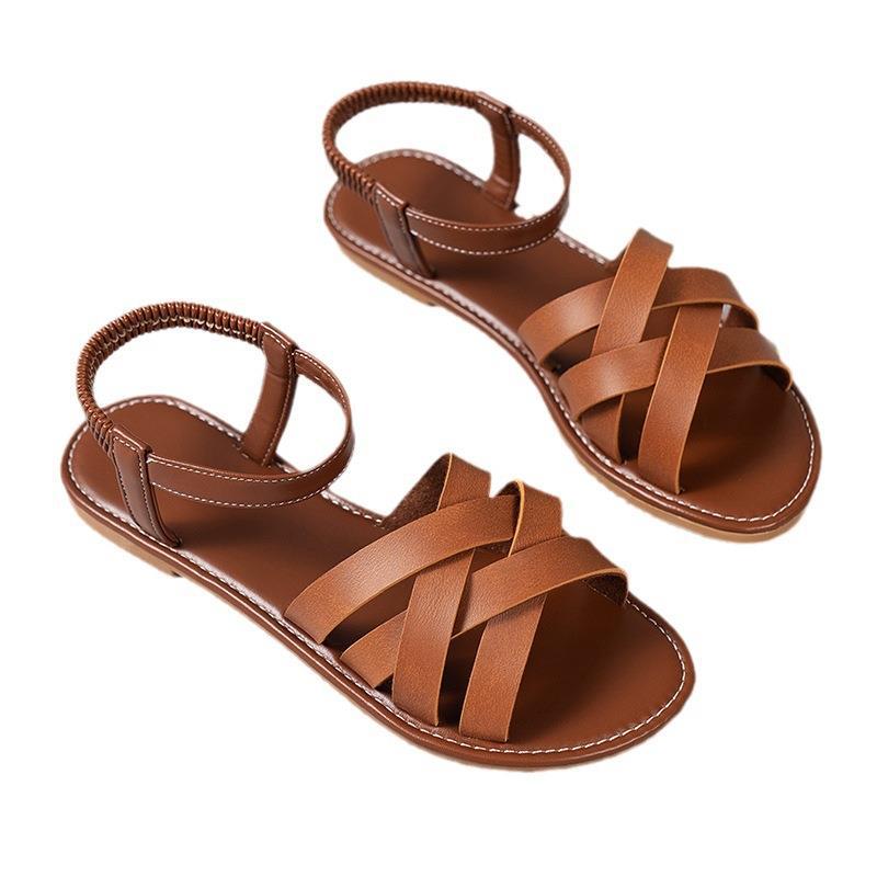 Sandales à brides pour femmes en cuir de haute qualité et avec une sangle élastique Chic und Stil