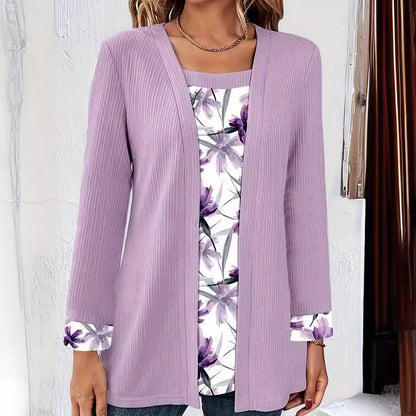 Dames cardigan décontracté avec doublure florale et manches longues Chic und Stil