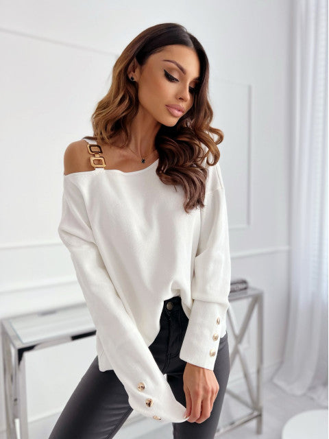 Dames Off-Shoulder Pull en Tricot Confortable Chic und Stil