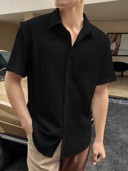 Chemise à manches courtes décontractée pour hommes avec tissu texturé Chic und Stil