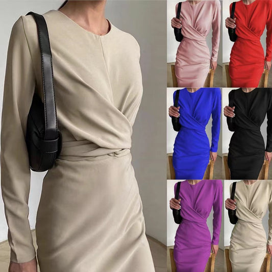 Robe portefeuille ajustée pour femmes avec manches longues et coupe élégante Chic und Stil