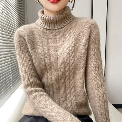 Pull en tricot haut à col montant pour femmes avec motif en relief et matériau doux Chic und Stil