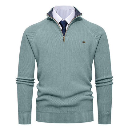 Elegant knitted pullover for men with high collar and zipper Chic und Stil