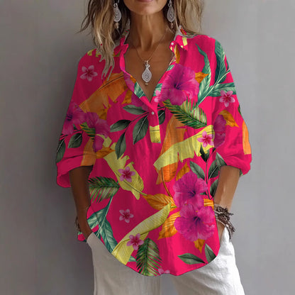 Blouse décontractée pour femmes avec imprimé floral et patte de boutonnage Chic und Stil