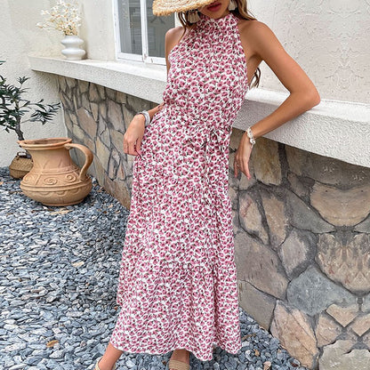 Robe maxi à col montant floral pour femmes Chic und Stil
