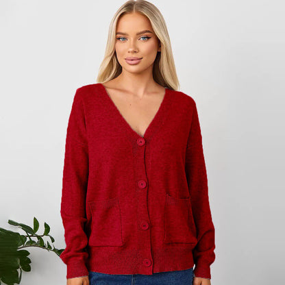 Dames cardigan douillet avec décolleté en V et poches pratiques Chic und Stil