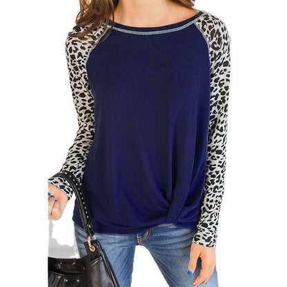 Blouse ample à manches longues pour femmes avec manches léopard et détail de nœud Chic und Stil