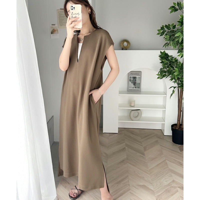 Dames Élégant Robe Maxi Décolleté en V Chic und Stil