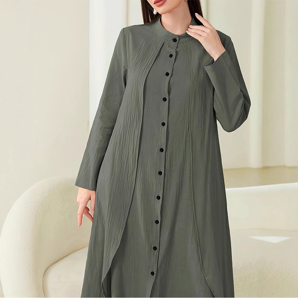 Robe midi pour femmes avec coupe fluide et patte de boutonnage Chic und Stil