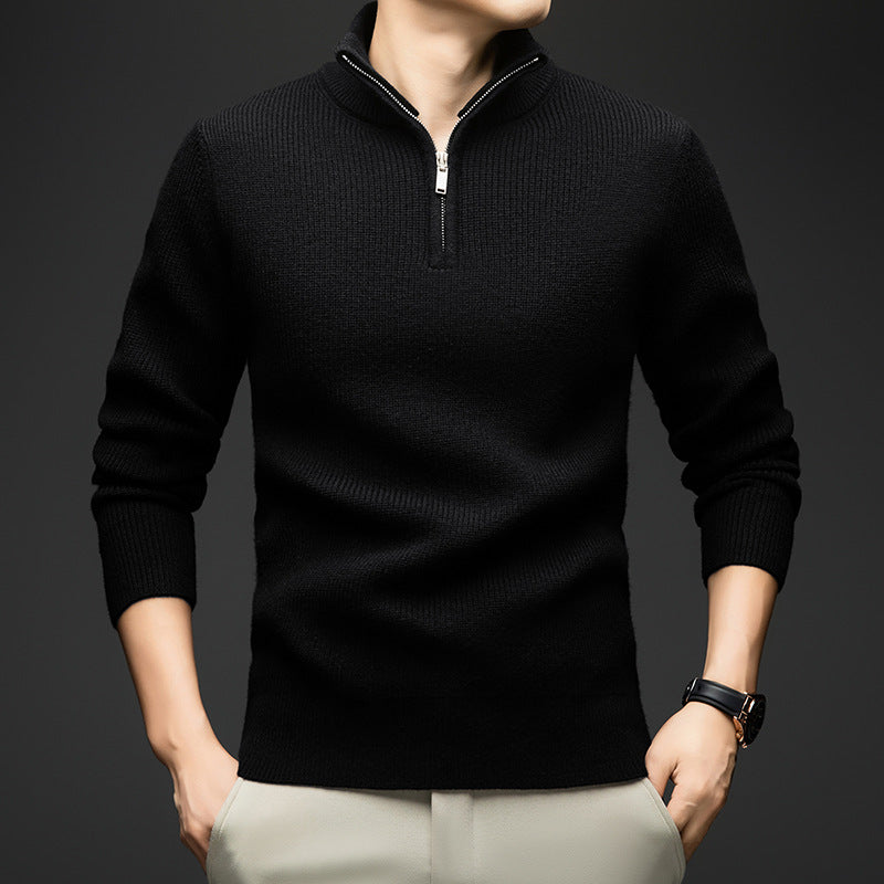 Pull-over zippé élégant pour hommes en laine douce Chic und Stil