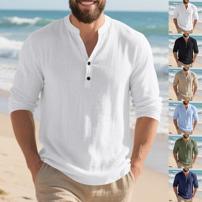 Chemise Henley à manches longues tendance pour hommes avec design texturé Chic und Stil