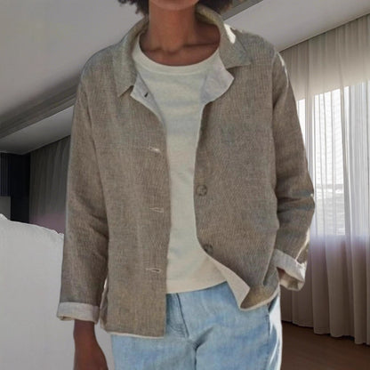Ladies lightweight and casual cotton jacket with buttoned details Chic and Style