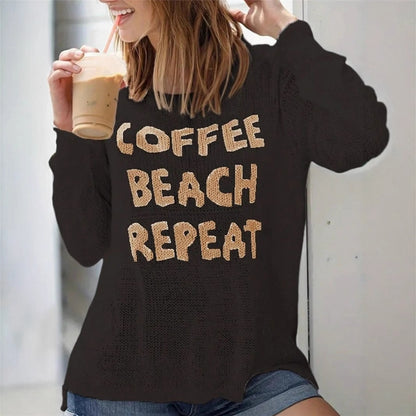 Pull décontracté en tricot pour dames avec inscription brodée Chic und Stil