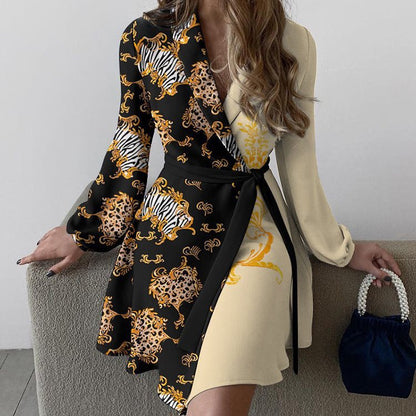 Robe portefeuille chic pour femme avec motif animal et manches longues Chic und Stil