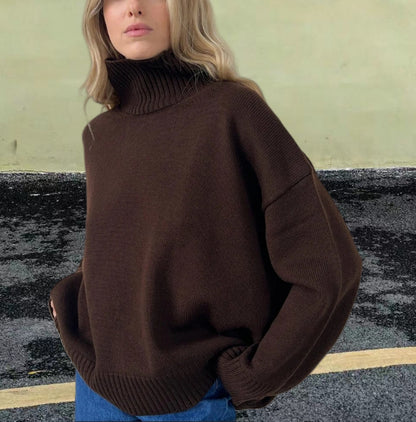 Pull en tricot pour femmes avec col haut et coupe large Chic und Stil