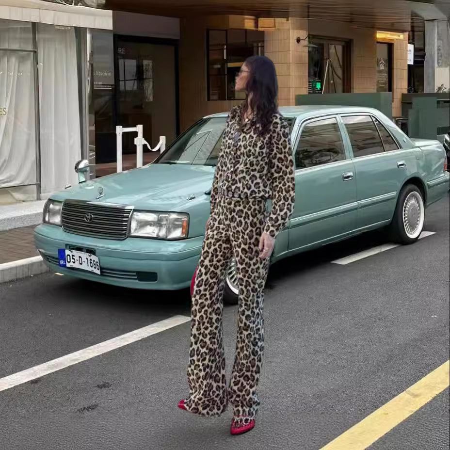 Chic and Style Women's Wide Leg Leopard Print Pants