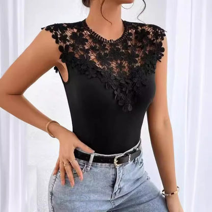 Dames Floral Dentelle Décorée Bodysuit Chic und Stil