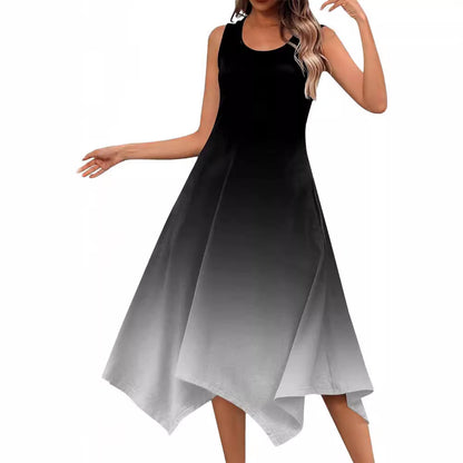 Robe midi sans manches pour femmes avec une coupe fluide et une transition de couleur unique Chic und Stil