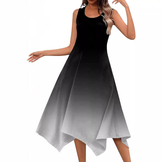 Robe midi sans manches pour femmes avec une coupe fluide et une transition de couleur unique Chic und Stil