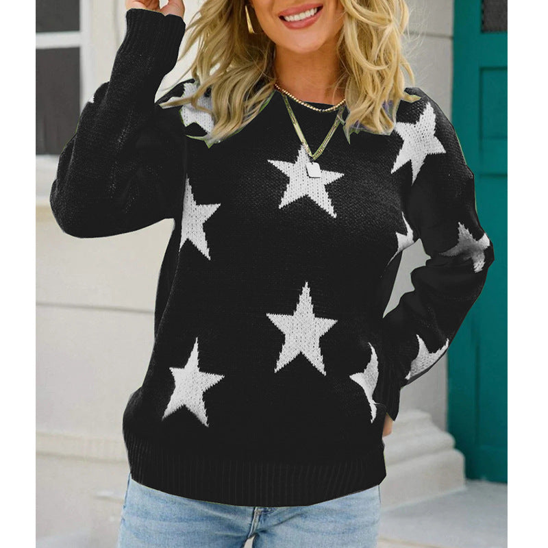 Dames Pull tendance avec motif d'étoiles et coupe décontractée Chic und Stil