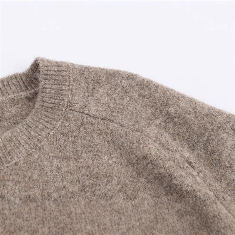 Ladies comfortable knit pullover with button closure and raglan sleeves Chic and Style