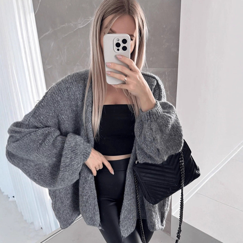 Cardigan en tricot décontracté pour femmes avec coupe oversize et manches volumineuses Chic und Stil