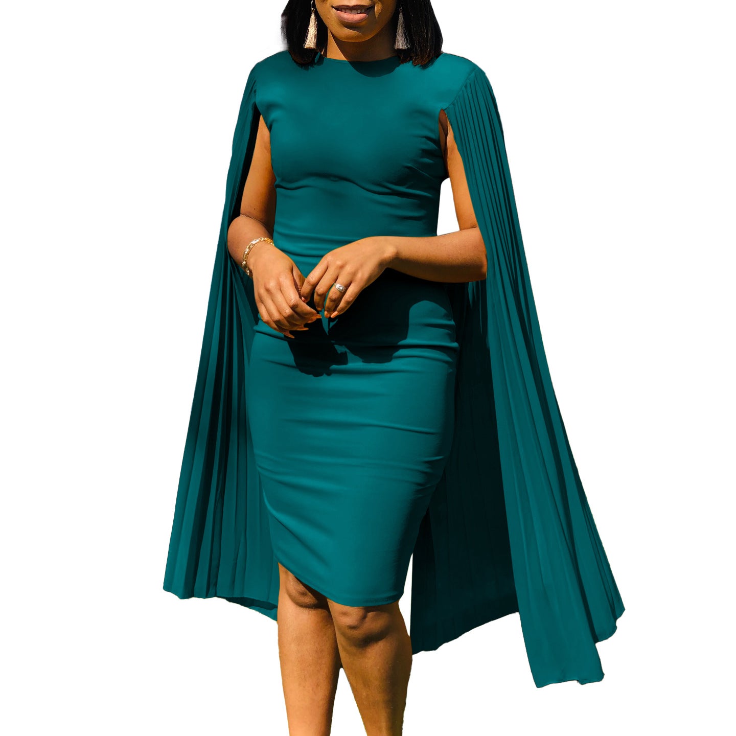 Femme Robe élégante avec des manches plissées raffinées et une coupe cintrée Chic und Stil