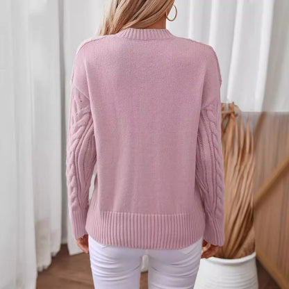 Pull en tricot féminin à décolleté en V profond et motif en torsades Chic und Stil