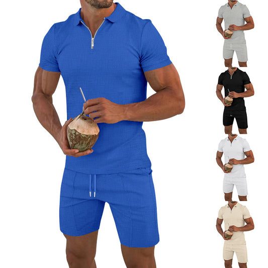 Hommes ensemble court à manches courtes confortable avec matériau respirant et fermeture éclair Chic und Stil