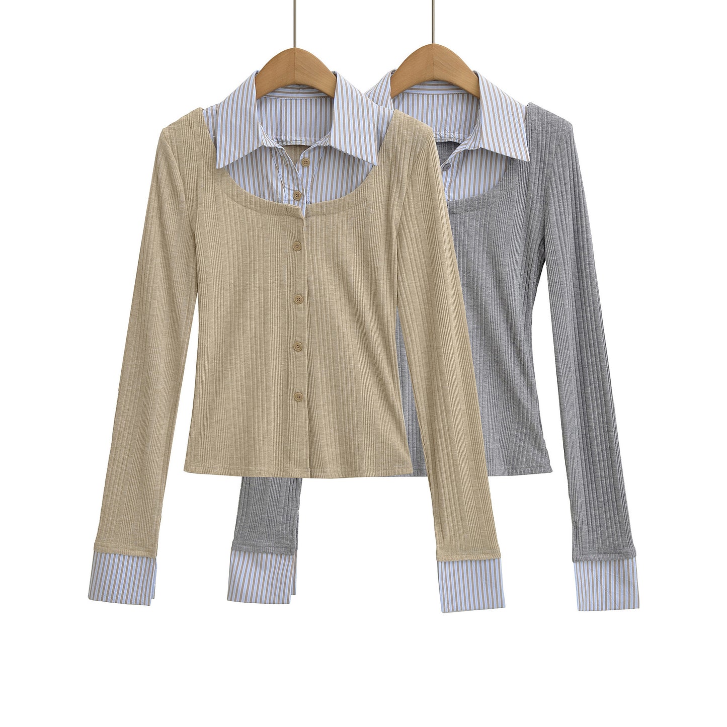 Chemise à manches longues pour femmes avec un design structuré moderne et un col de chemise classique Chic und Stil