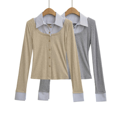 Chemise à manches longues pour femmes avec un design structuré moderne et un col de chemise classique Chic und Stil
