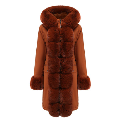 Dames élégante Parkajacke avec luxueux garniture en fausse fourrure Chic und Stil