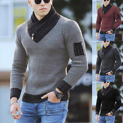 Pull en maille pour hommes avec col montant et design texturé Chic und Stil