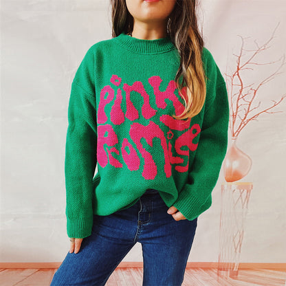 Pull femme décontracté avec application de texte en grande superficie Chic und Stil